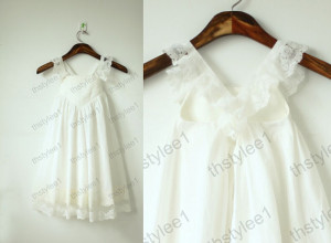 Boho Cotton Lace Flower Girl Dress Wedding Children Easter Bridesmaid