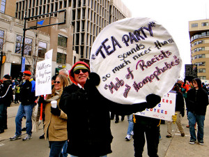 Tea Party hating by the pro-union protesters.