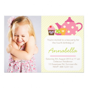 cute_tea_party_kids_photo_birthday_invitation ...