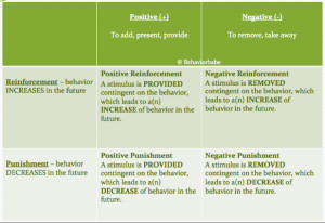 ... chart to explain positive and negative reinforcement and punishment