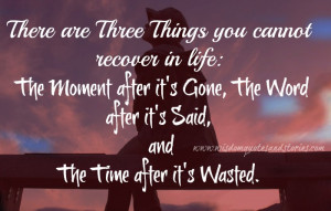 you can't recover in life the moment after it is gone, the word after ...