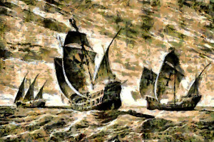 Columbus' Ships—The Santa Maria, Nina, and Pinta by Dennis Melling