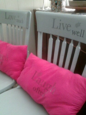 Stenciled Sayings on Chairs