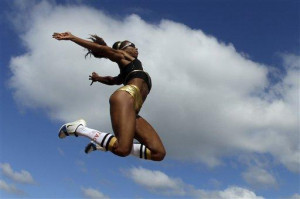 Glenn competes in the women's long jump at the U.S. Olympic Track ...
