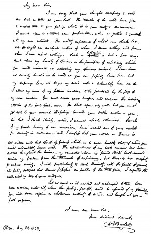 The autograph letter of Burton to Poe, in which Griswold inserted his ...