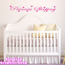 PRINCESS SLEEPING WALL ART QUOTE STICKER 60CM - BABY GIRLS BEDROOM ...