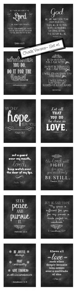 Black and white chalkboard verse free printables! | 
