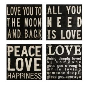 Set of 4 Black and White Love Quote Wall Plaques 14\