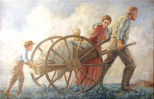 Cloy Kent painting of handcart family, which hangs in Iowa City 4th ...