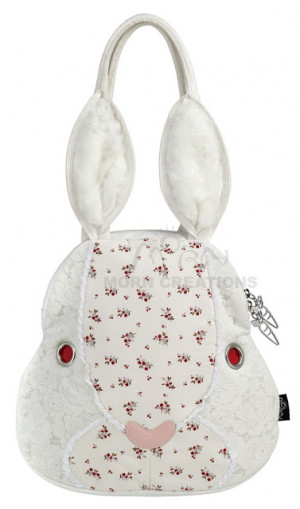 rabbit bag in cotton and lace l white ra 533