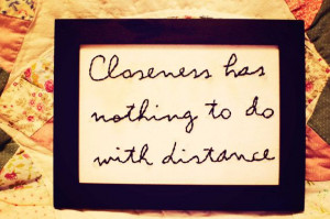 long distance quote hand stitched in a frame-long distance, friendship ...