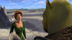Shrek (2001) - Princess Fiona seeing Shrek's true identity.