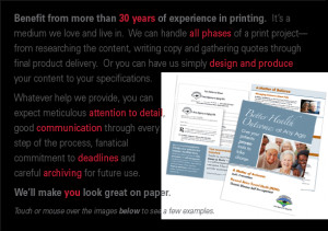 , writing copy and gathering quotes through final product delivery ...