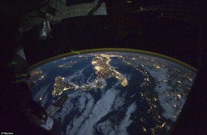 night-time photograph made by a crew member on the International ...