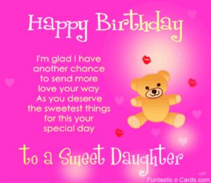 Sweet daughter happy birthday card with poem & cuddly teddy sending ...