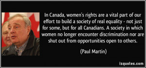 In Canada, women's rights are a vital part of our effort to build a ...