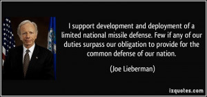... to provide for the common defense of our nation. - Joe Lieberman