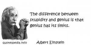 ... difference between stupidity and genius is that genius has its limits