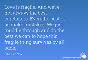... muddle through and do the best we can to hope this fragile thing