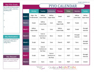 PiYo CalendarPiyo Schedule, Chalene Johnson, Piyo Workout Schedule ...
