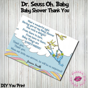 DR. SEUSS Oh Baby Shower Thank You Card Boy gender neutral ...