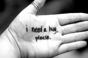 hug day wishes on palm oh hand (i need a hug please)