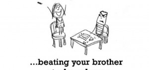 Happiness is, beating your brother at a board game.