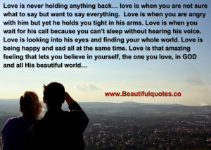 Love Is Never Holding Anything Back.
