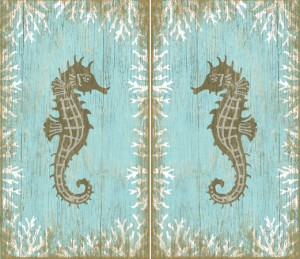 Seahorse Wood Signs Left and Right