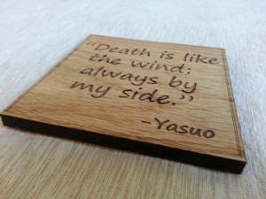 League of Legends Champion Quote Laser Cut/Engraved Wood Coaster