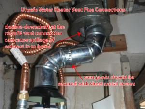 Unsafe water heater vent - Home Inspection Orange County