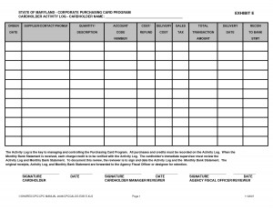 monthly activity log template