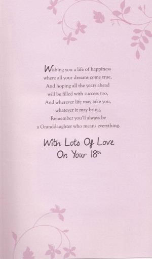 ... Very Special Granddaughter on your 18th Birthday Large Greetings Card