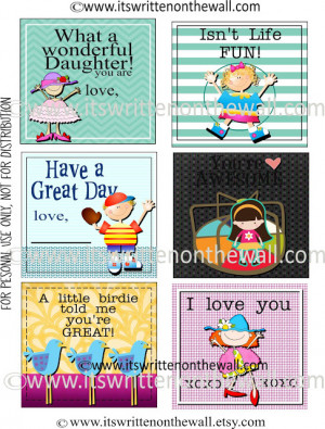 Free Printables- Fun Lunchbox Notes For Kids-8 Sheets