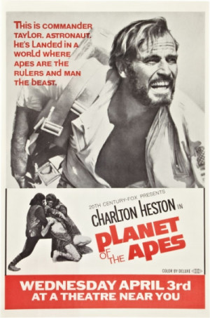 Advance one sheet movie poster: Charlton Heston in Planet of the Apes ...