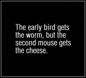 is better being the early bird and getting a worm uck or being the ...
