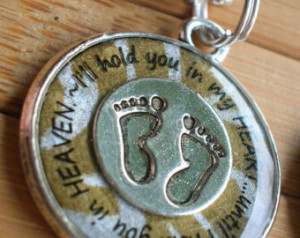 ... you in heaven... silver bronze word quote phrase pendant with chain