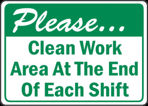 Work Area Clean Sign Housekeeping Signs Safetysign