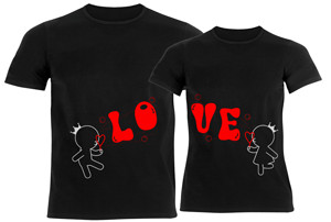 Bubbling With Love For You™ Couple T-Shirts Black