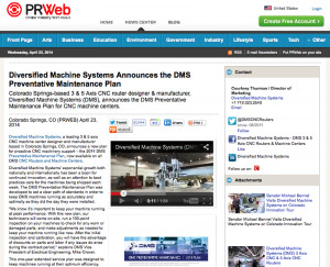 Diversified Machine Systems announces the DMS Preventative Maintenance ...