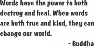 Words have power destroy heal Quote Wall Decal 12x12-