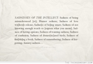 Sadness of the intellect sadness of being misunderstood