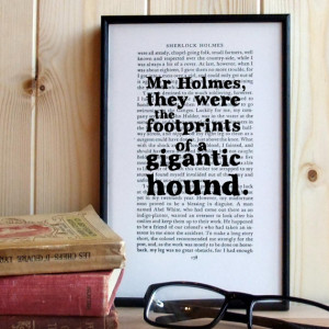 Sherlock Holmes Hound of the Baskervilles Quote on Vintage Book Page ...