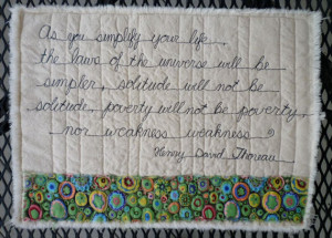 Quilted Quote by Henry David Thoreau Poetry Quilt cotton free-motion ...