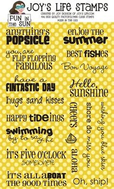 Pun in sun-Fun Summer sayings for cards or scrapbooking More
