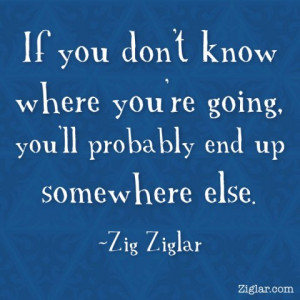 If you don't know where you're going, you'll probably end up somewhere ...