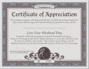 CertificateofAppreciation – National Love Your Husband Day