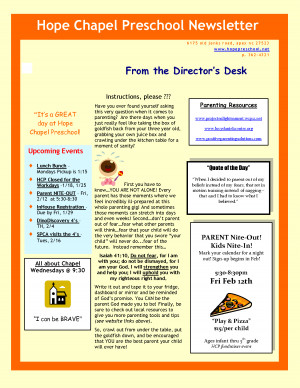 Preschool Newsletter Examples