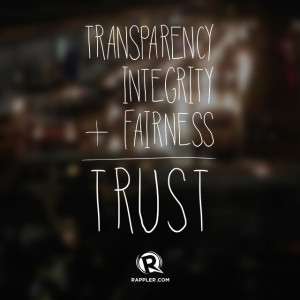 Transparency + Integrity + Fairness = Trust