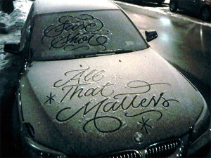 Beautiful snow script by graffiti artist Faust , as a tribute to Sure ...